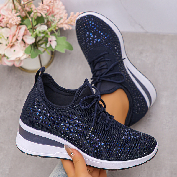 Rhinestone Lace-Up Women's Casual Shoes Low-Top Sports Fashion Style Foreign Trade Wholesale Daily Commuting Suitable for Comfort