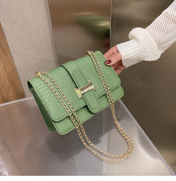 Bag Women's Shoulder Bag Stone Pattern Crossbody Women's Bag 2022 Spring New Embossed Solid Color Small Square Bag