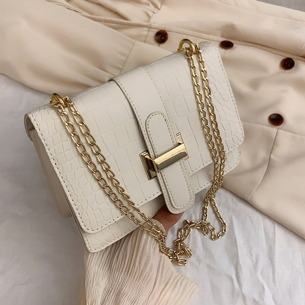 Bag Women's Shoulder Bag Stone Pattern Crossbody Women's Bag 2022 Spring New Embossed Solid Color Small Square Bag