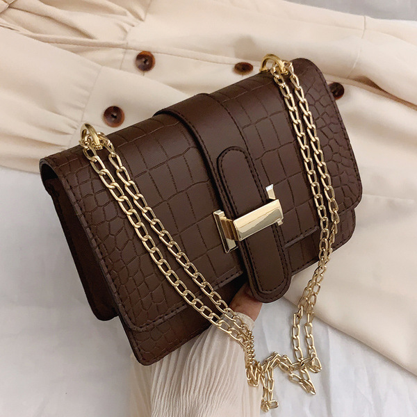 Bag Women's Shoulder Bag Stone Pattern Crossbody Women's Bag 2022 Spring New Embossed Solid Color Small Square Bag