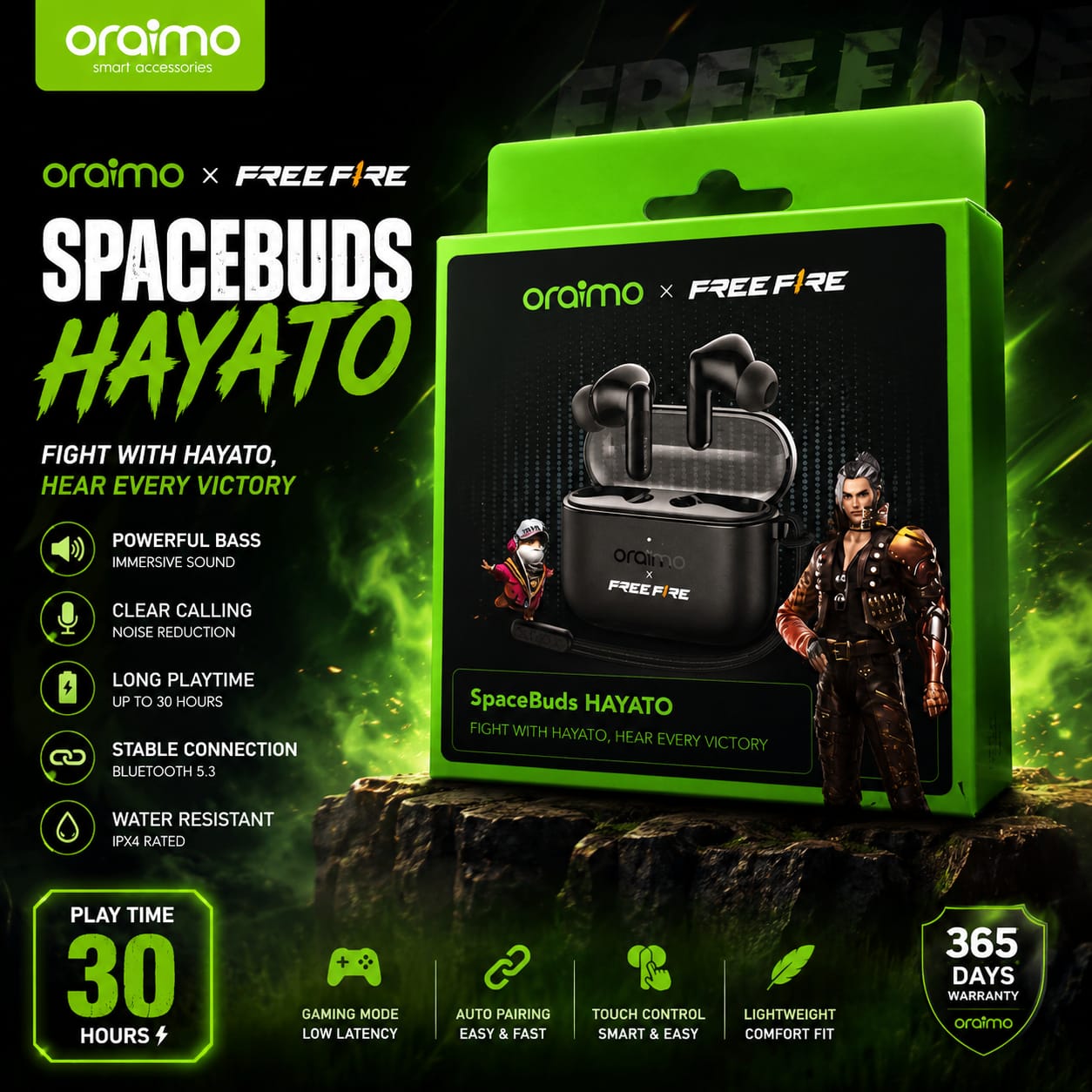 Oraimo SpaceBuds Hayato (Free Fire Edition)